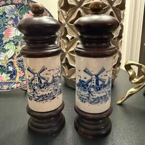 Vintage Windmill Design Salt and Pepper Shakers